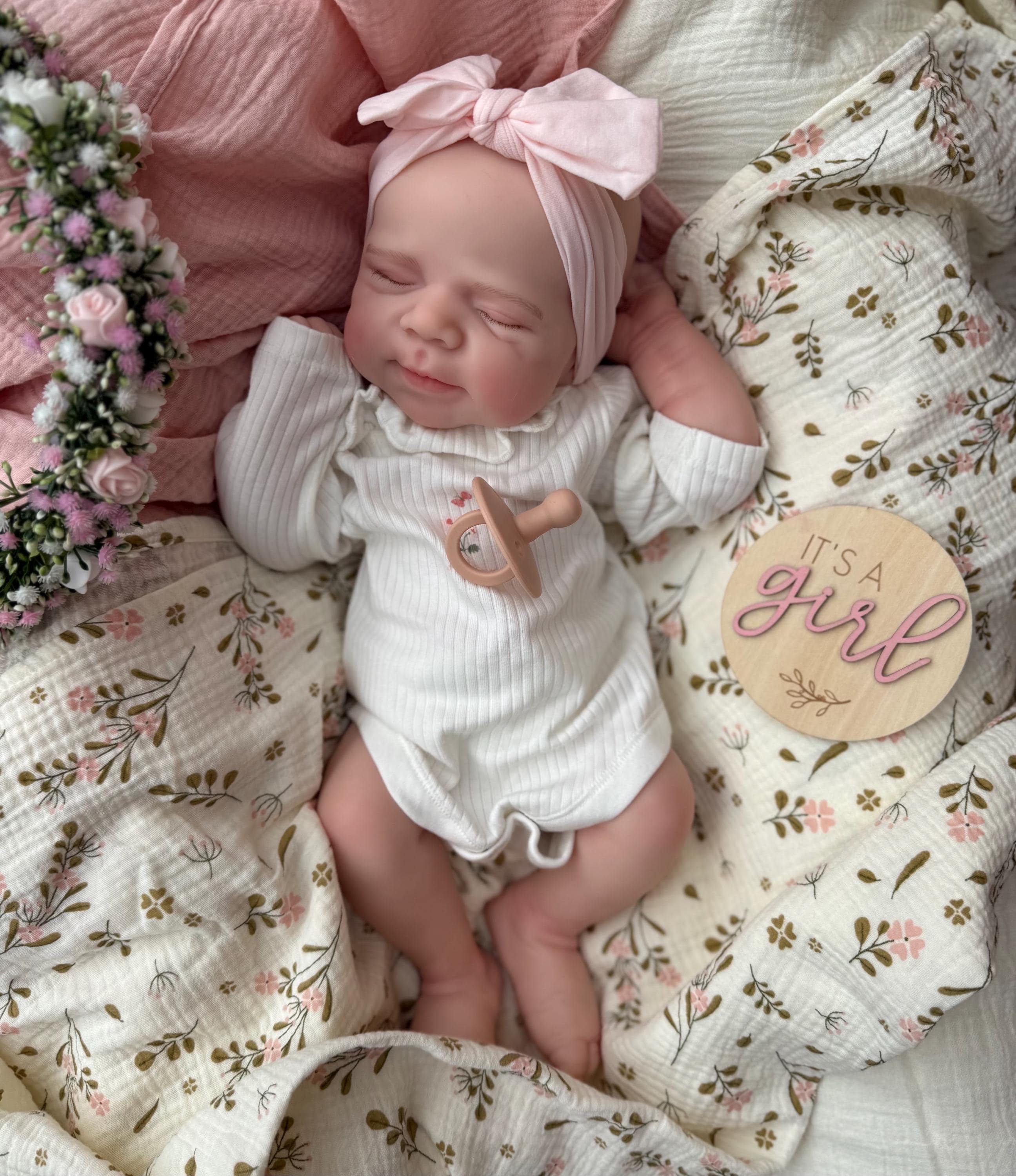 Silicone reborn baby girl – 17 inch, 6 lbs