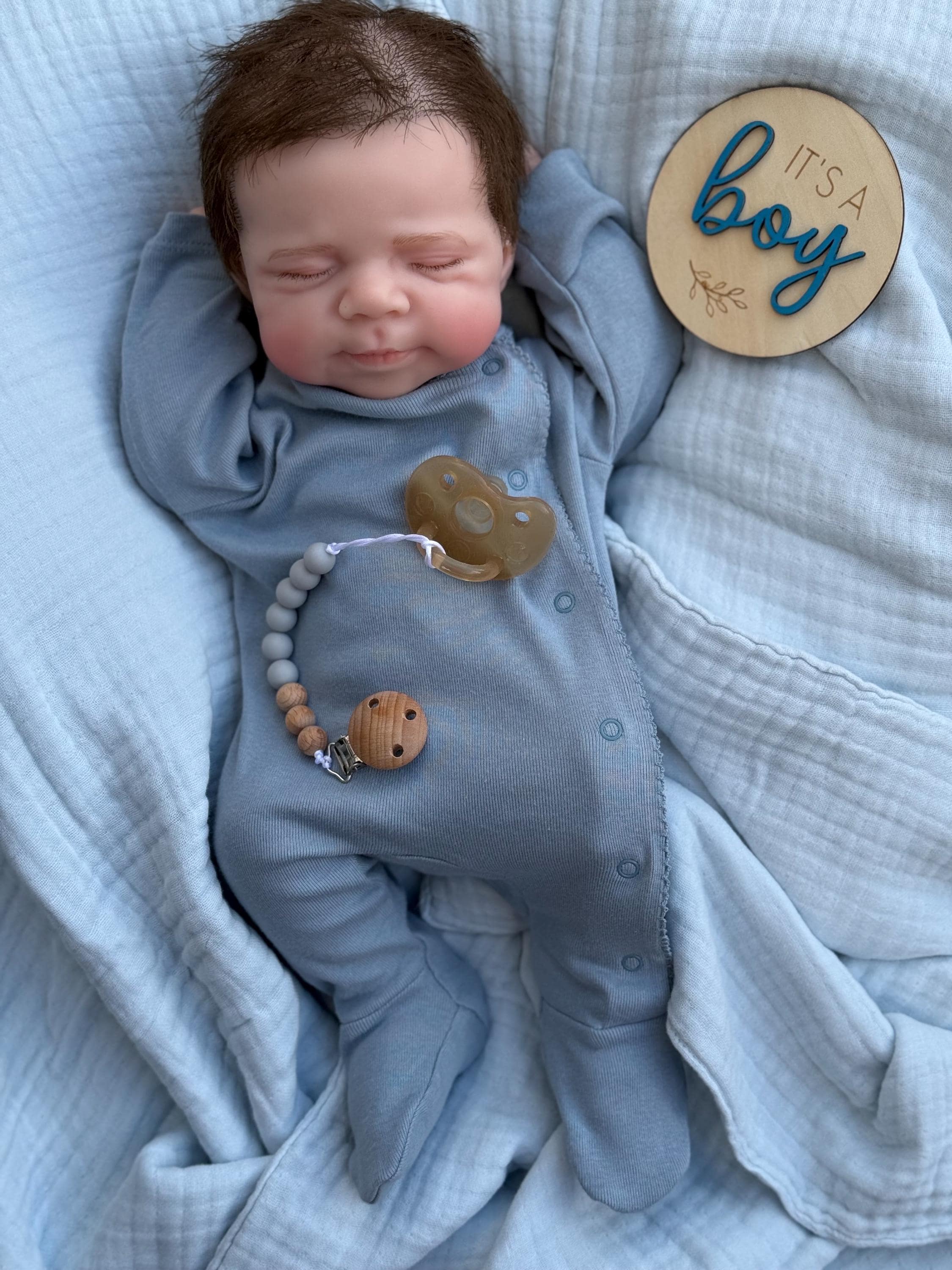 Silicone reborn baby boy – with hair, 20 inch, 7 lbs